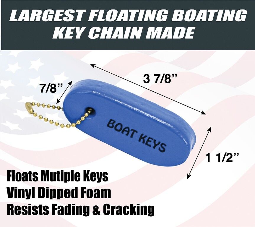 Hardline Products Blue Vinyl Dipped Floating Boating Key Chain, 3-Pk
