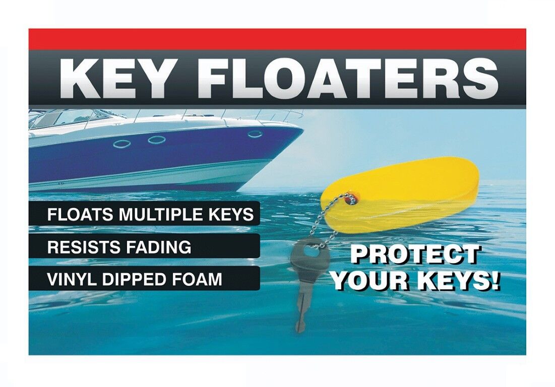 Hardline Products Blue Vinyl Dipped Floating Boating Key Chain, 3-Pk