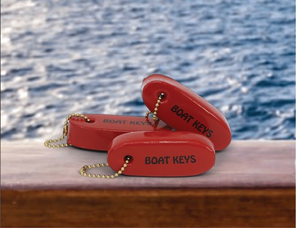 Hardline Products Red Vinyl Dipped Floating Boating Key Chain