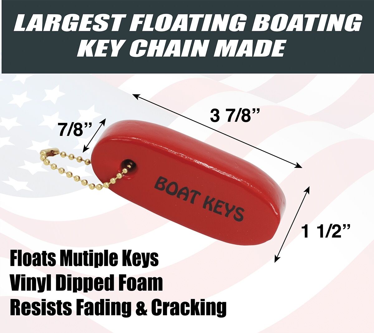 Hardline Products Red Vinyl Dipped Floating Boating Key Chain