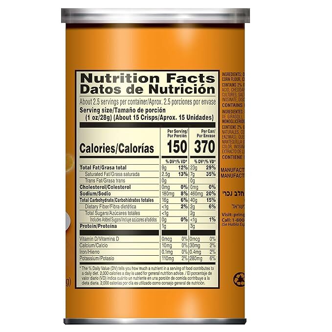 Pringles Cheddar Cheese Potato Chips, 2.5-Oz