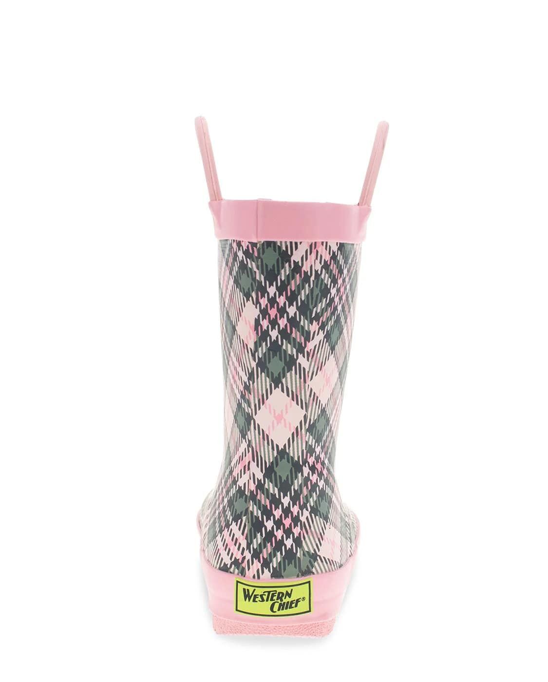 Western Chief Kids' Precious Plaid Rain Boot