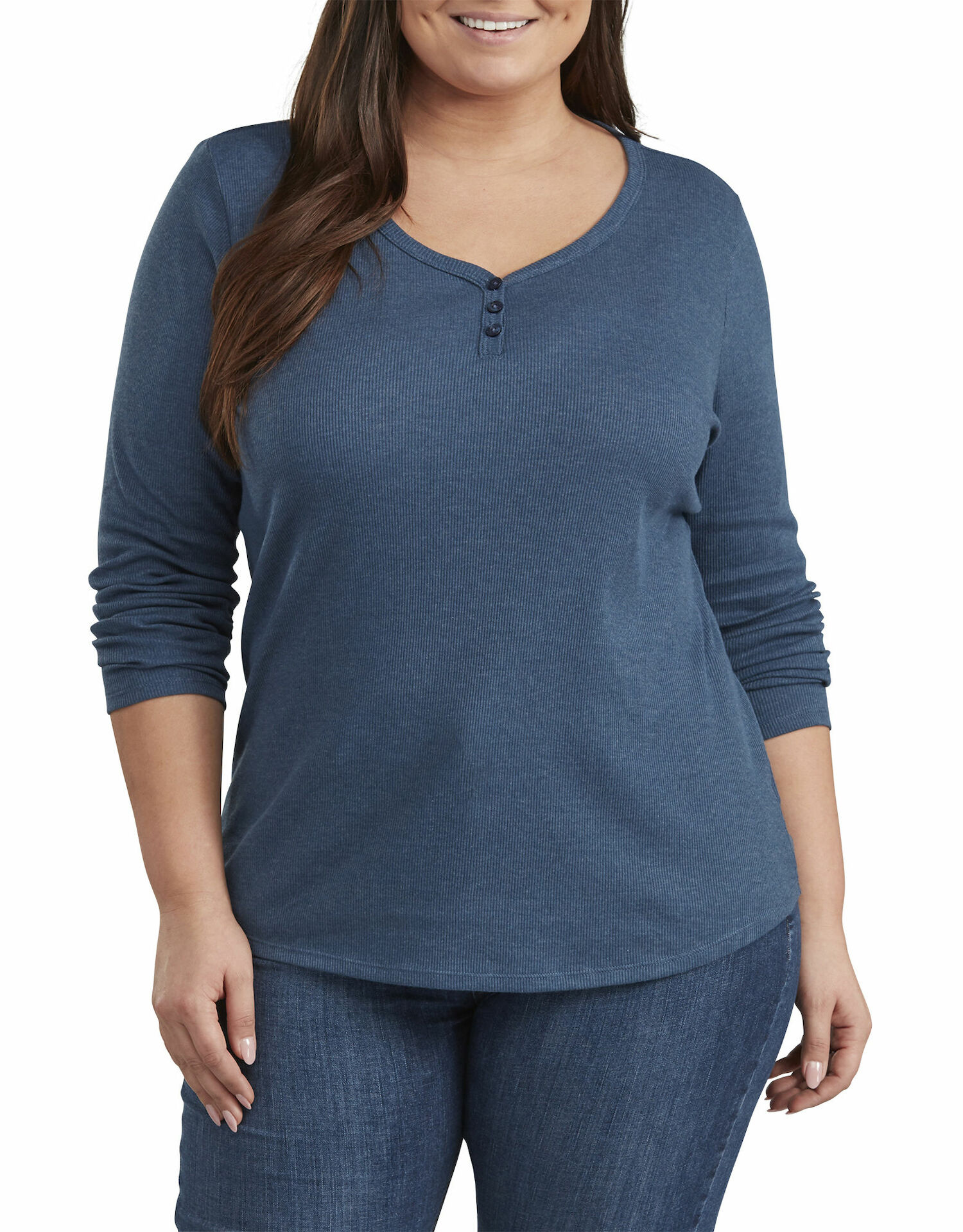 Womens Plus Size Long Sleeve Henley Shirt