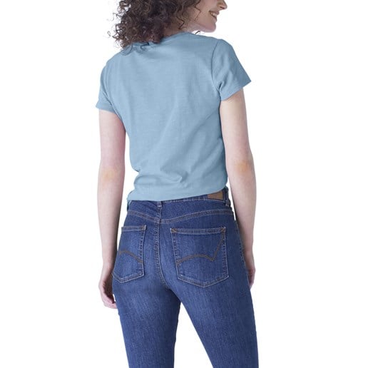 Women's Short Sleeve V-Neck T-Shirt in Dusty Blue