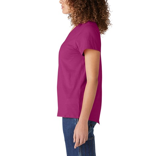 Women's Short Sleeve V-Neck T-Shirt in Festive Fuchsia