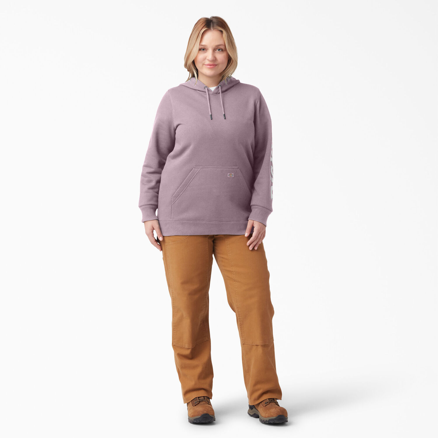 Dickies Women's Plus Water Repellent Sleeve Logo Hoodie in Lilac