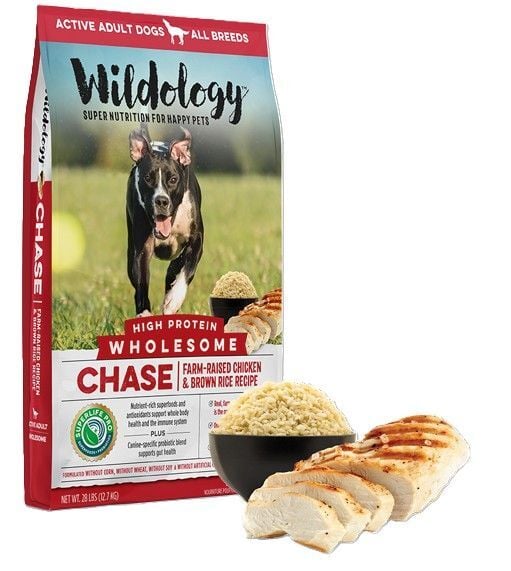 Wildology CHASE Farm-Raised Chicken & Brown Rice Recipe Dog Food, 28-Lb