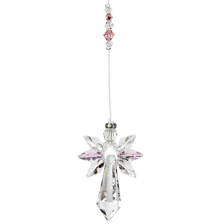 Woodstock Chimes Crystal Guardian Angel Suncatcher Rose Large