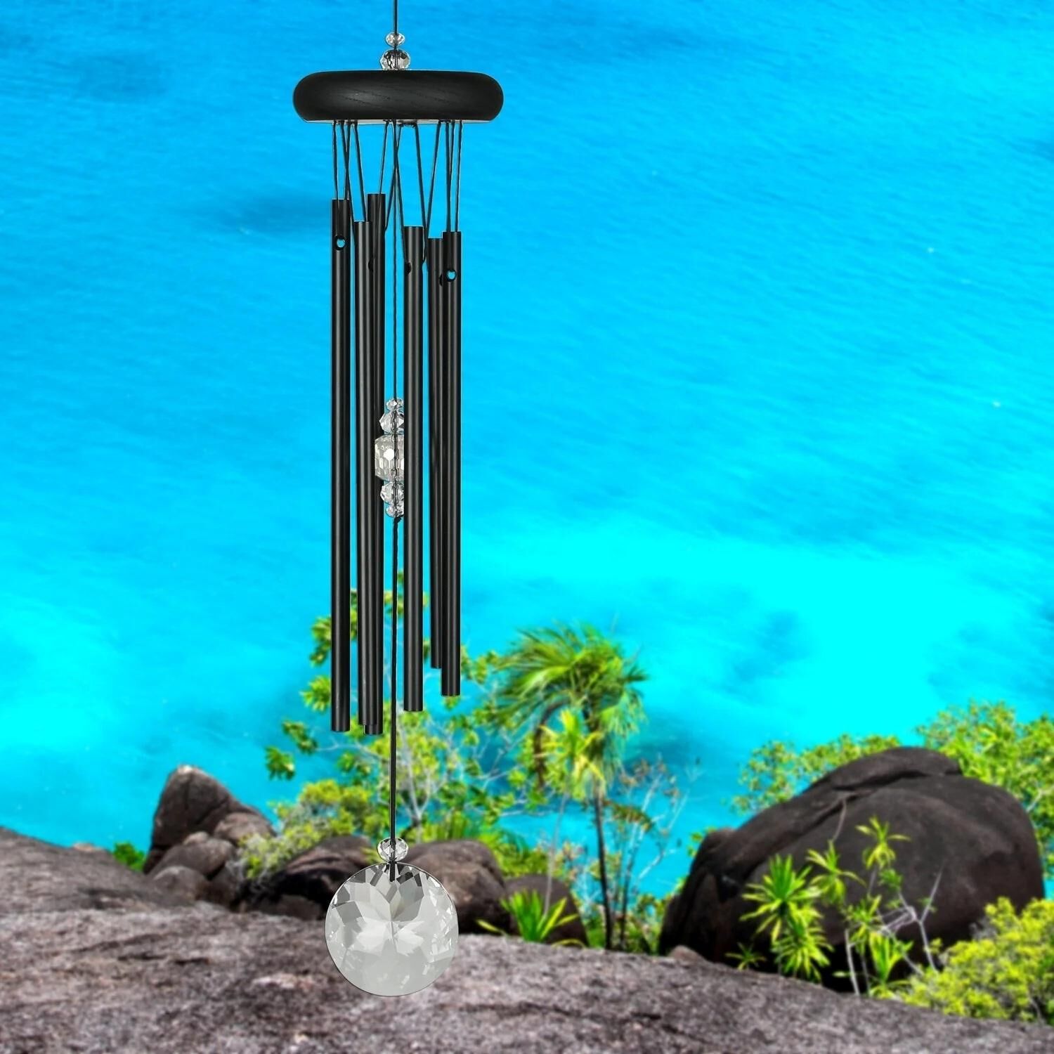 Woodstock Chimes Crystal Meditation Black Chime