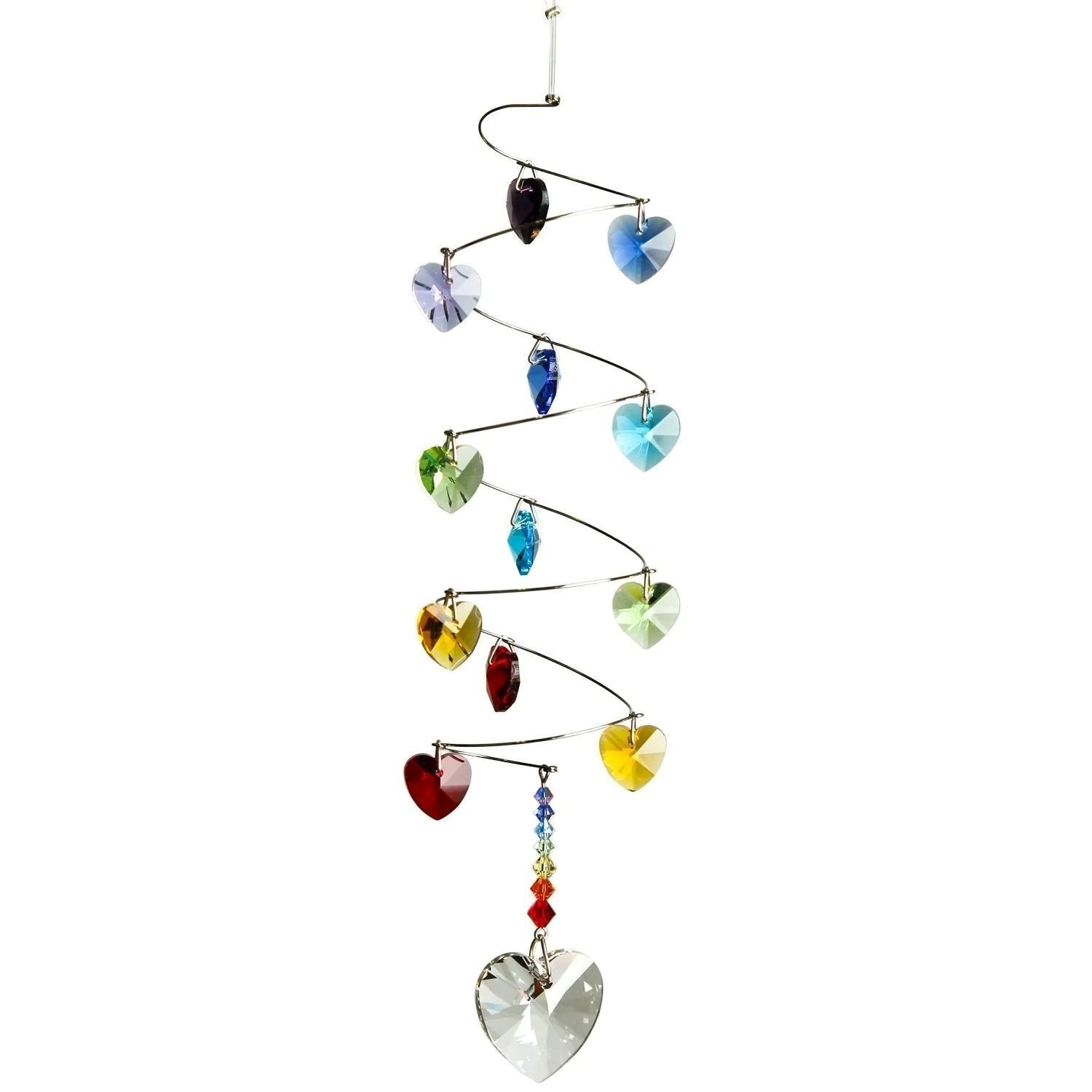 Woodstock Chimes Crystal Spiral Suncatcher Rainbow Hearts