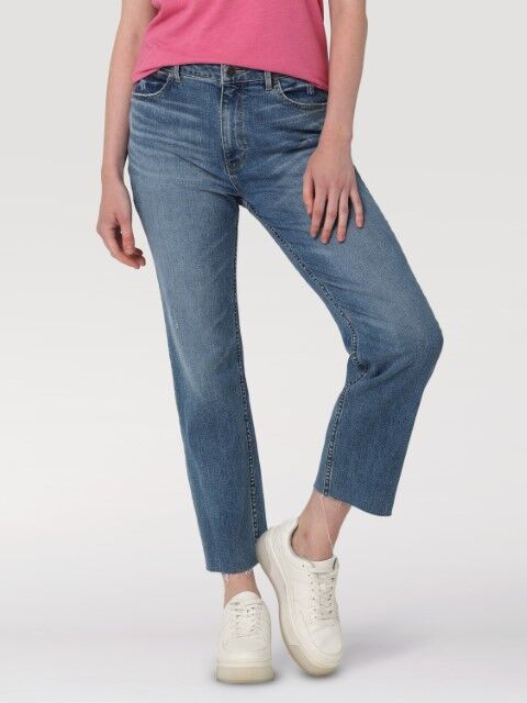 Wrangler Women's High Rise Straight Crop Jean inMedium Wash