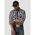 Wrangler® Men's Advanced Comfort Long Sleeve Plaid Snap Work Shirt in Black/Blue