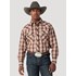 Wrangler® Men's Advanced Comfort Long Sleeve Plaid Snap Work Shirt in Brown/Black Aztec