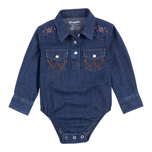 Wrangler® Western Baby Girl Bodysuit in Denim