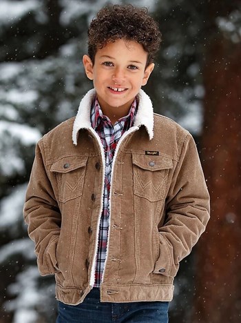 Wrangler® Boy's Sherpa Lined Corduroy Jacket in Sepia Tint - Outerwear |  Wrangler | Coastal Country