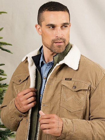 Wrangler® Men's Corduroy Sherpa Lined Jacket in Sepia Tint - Outerwear |  Wrangler | Coastal Country