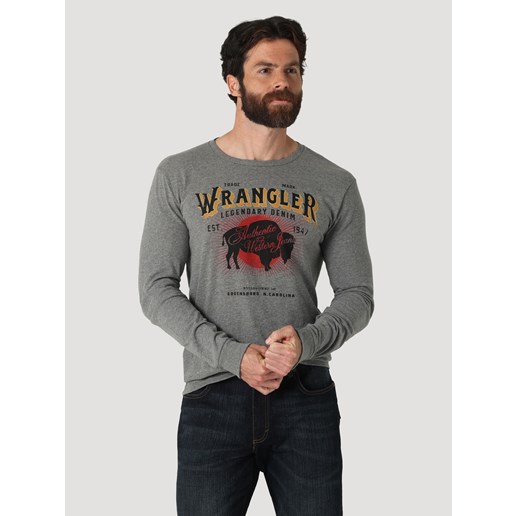 Wrangler® Men's Long Sleeve Authentic Western Jeans T-Shirt in Graphite Heather