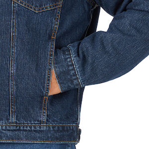 Wrangler® Men's Blanket Lined Denim Jacket in Storm Blue