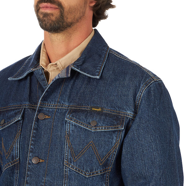 Wrangler® Men's Blanket Lined Denim Jacket in Storm Blue