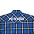 Wrangler® Men's Logo Long Sleeve Plaid Snap Shirt in Blue/Black