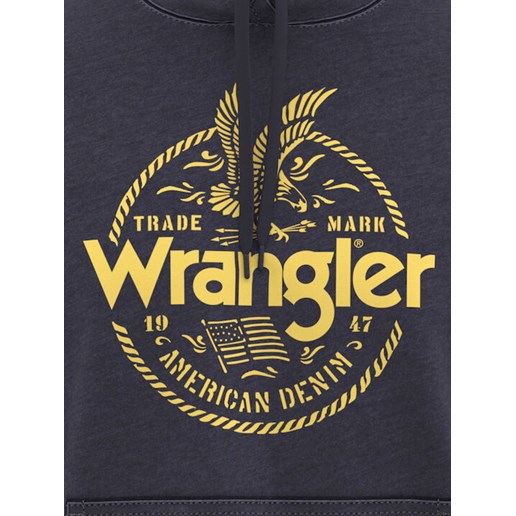 Wrangler® Men's Western Trademark Crest Pullover Hoodie in Navy Heather