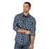 Wrangler® Men's Retro® Long Sleeve Plaid Snap Shirt in Black/Blue