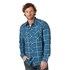 Wrangler® Men's Retro® Long Sleeve Flannel Modern Fit Snap Shirt in Blue/Black