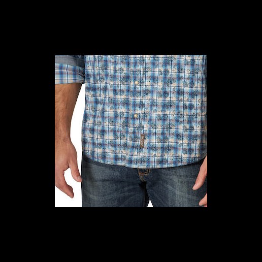 Wrangler® Men's Retro® Long Sleeve Plaid and Paisley Snap Shirt in Blue/White