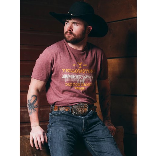 Wrangler X Yellowstone Men's Dutton Ranch T-Shirt In Burgundy Heather