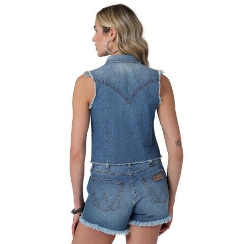 Wrangler Women's Retro Woven Shirt in Blue Denim