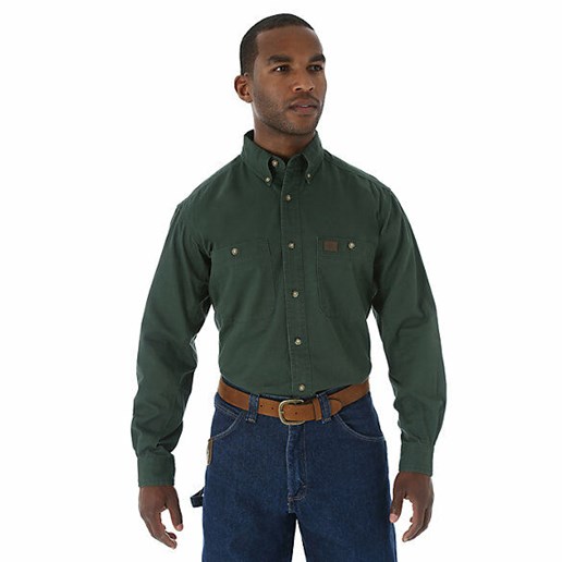 Men's Wrangler® RIGGS Workwear® Long Sleeve Button Down Solid Twill Work Shirt