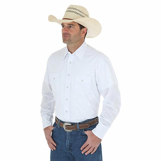 Men's Wrangler® Western Snap Shirt - Long Sleeve Solid Broadcloth