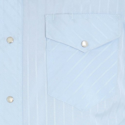Wrangler® Men's Sport Western Long Sleeve Stripe Snap Shirt in Blue