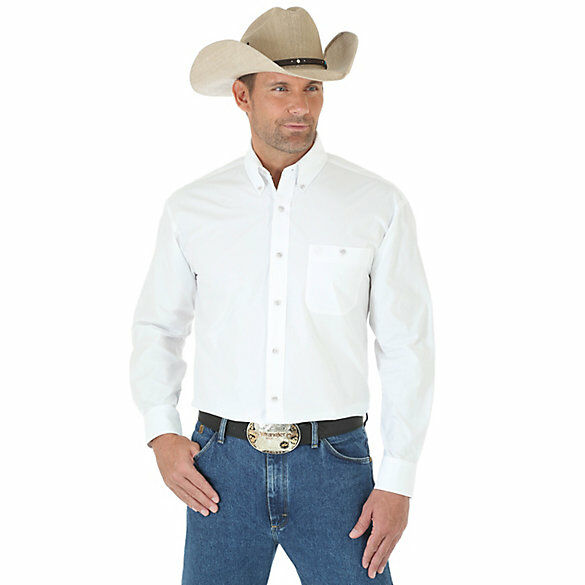 Mens George Strait & Wrangler National Patriot Button Down Solid Shirt
