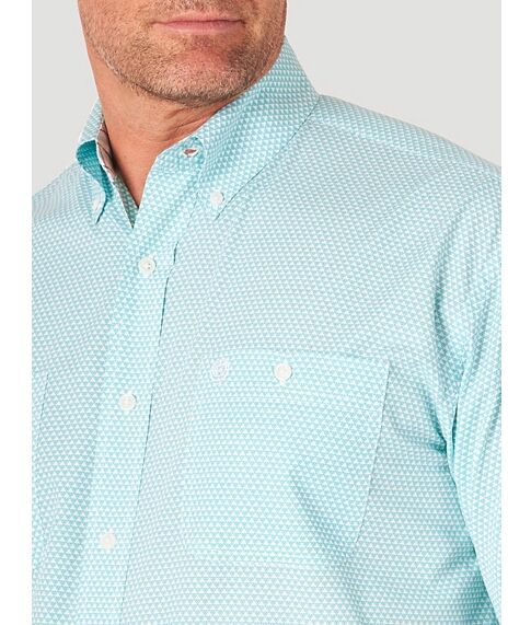 Wrangler Men's George Strait Short Sleeve 2 Pocket Button Down Print Shirt