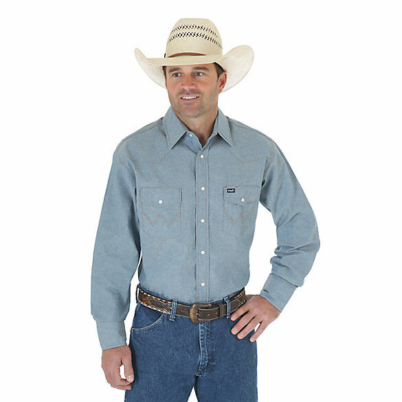 Cowboy Cut Firm Finish Long Sleeve Western Snap Solid Work Shirt