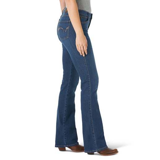 Wrangler® Women's Aura Mid Rise Boot Cut Jean in Dark Denim