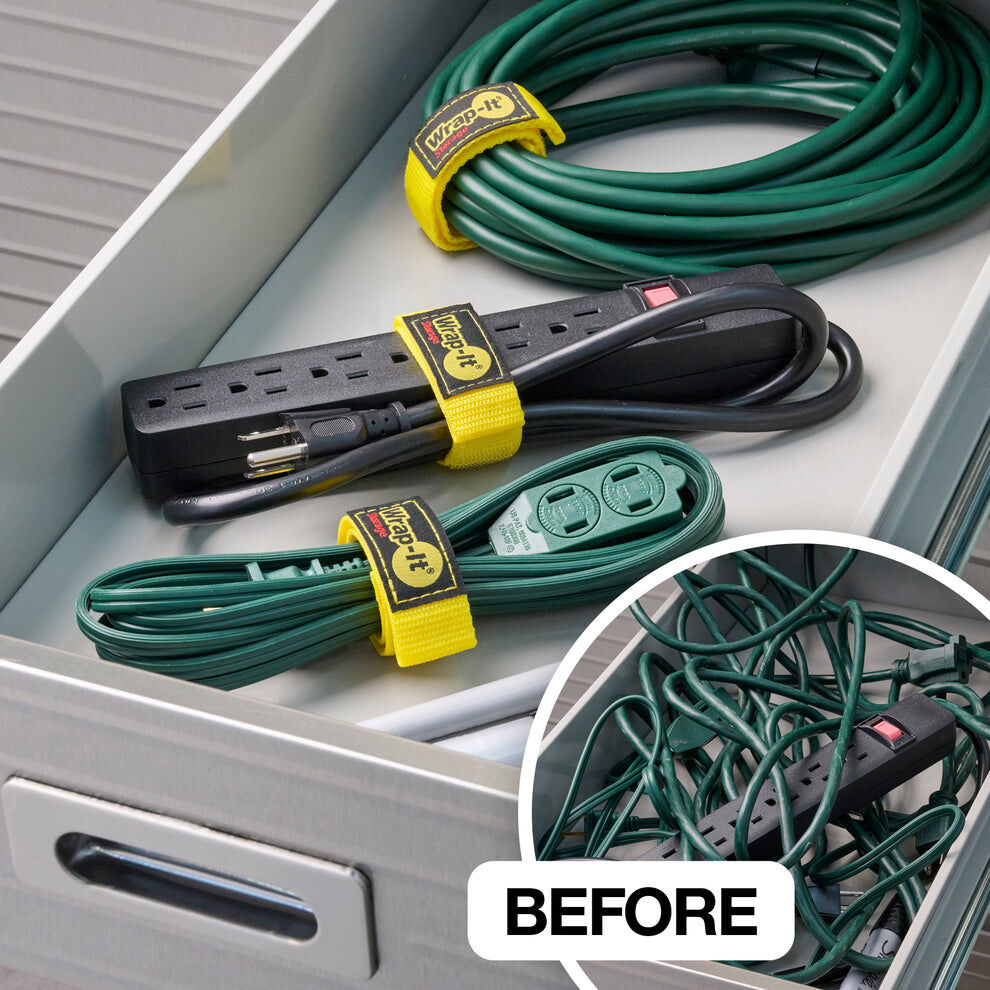 Wrap-It Quick-Straps 12-In Yellow Hook-and-Loop Strap, 3-Pk