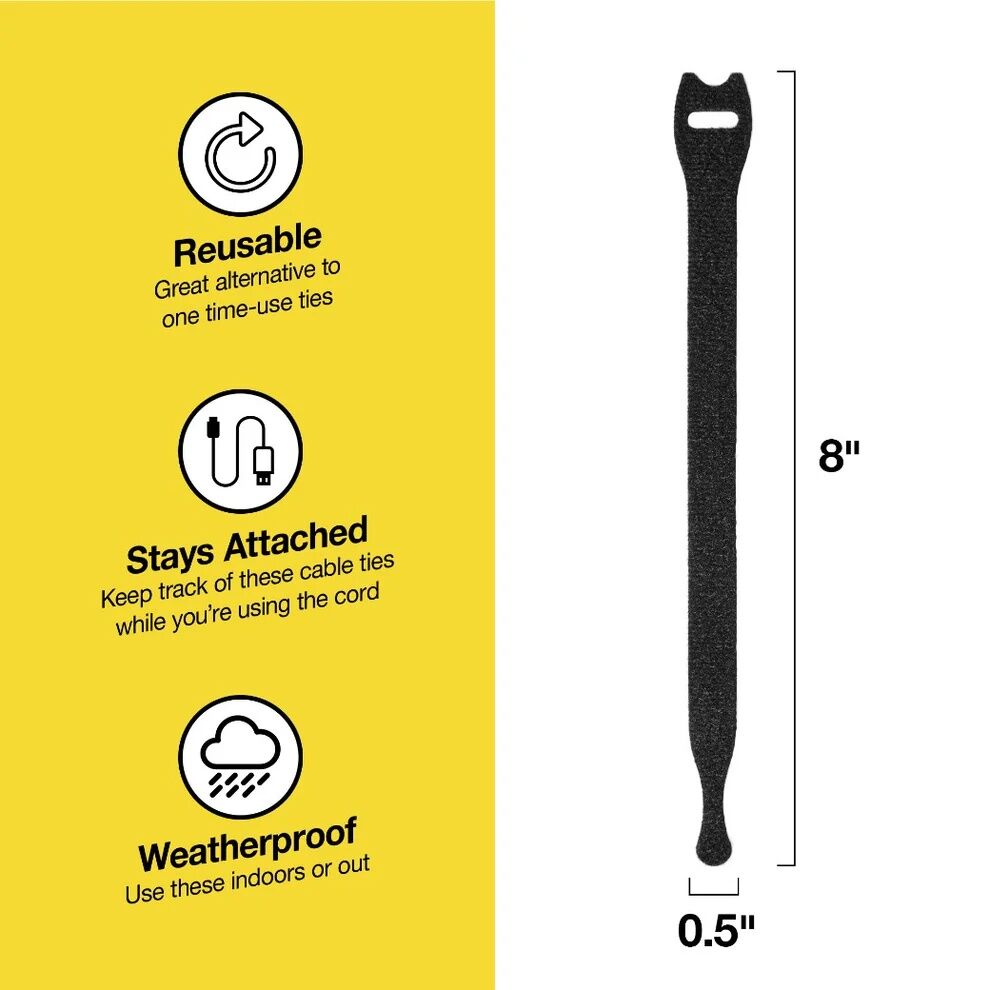 Wrap-It Storage Self Gripping Cable Ties Roll, 8-In X 1/2-In
