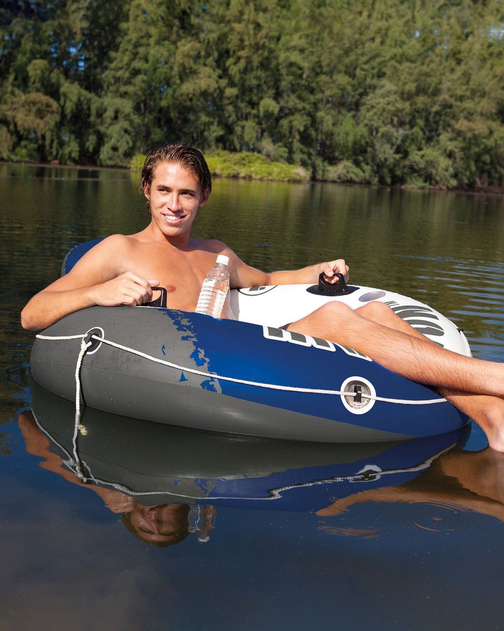 Intex River Run 1 Inflatable Floating Blue Lake Tube