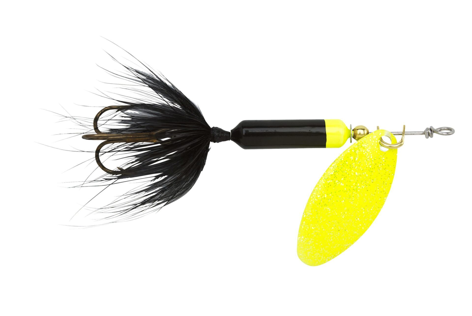 Yakima Bait Black Chartreuse Original Rooster Tail with Treble Hook, 1/6-Oz, 2-1/2-In
