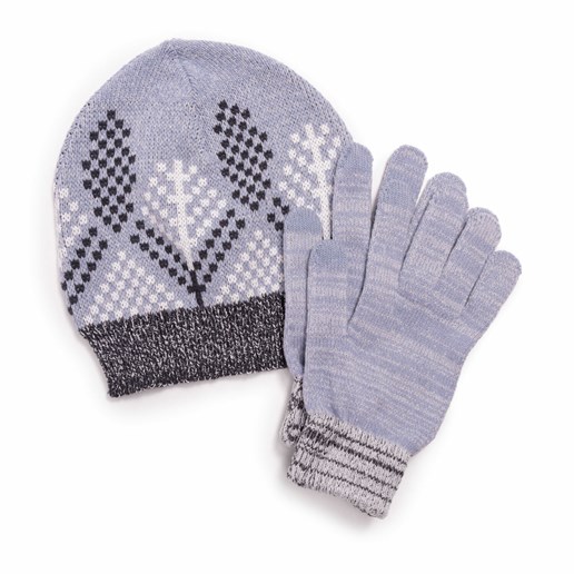 Muk Luks Women's Beanie & Glove Set in Alice Blue