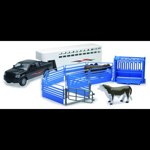 Pick-Up Truck with Cattle Trailer