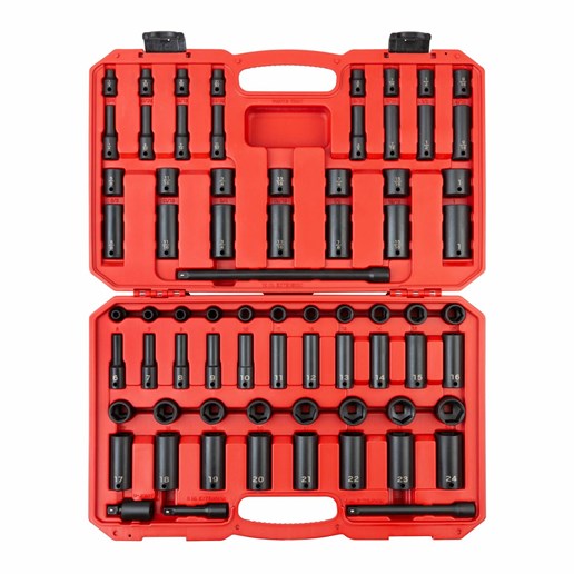 3/8-In Drive 6-Point Impact Socket Set, 72-Pc