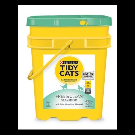Tidy Cats Free and Clean Unscented Clumping Cat Litter, 35-Lb Bucket