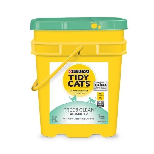Tidy Cats Free and Clean Unscented Clumping Cat Litter, 35-Lb Bucket