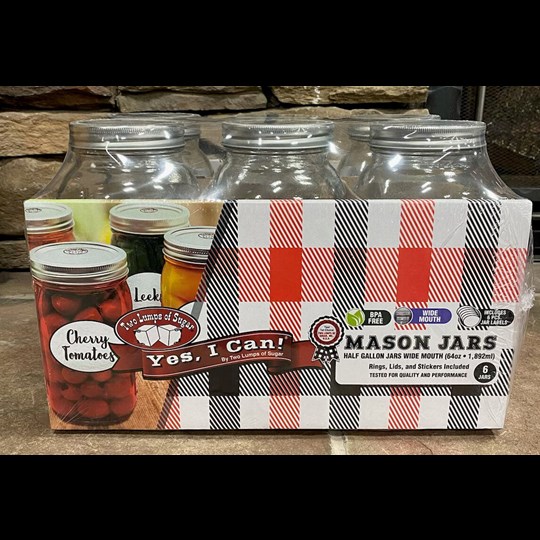 Mason Jars Wide Mouth Half Gallon, 6-Pk - Canning Jars & Supplies, Two  Lumps of Sugar