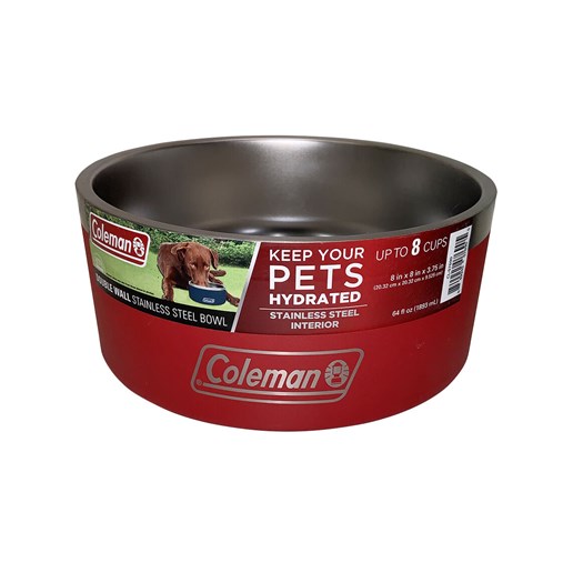 Double Wall Stainless Steel Pet Bowl in Red