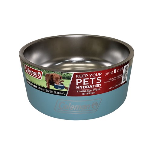 Double Wall Stainless Steel Pet Bowl in Teal