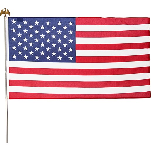 American Flag Kit 3-Ft x 5-Ft Flag with 5-Ft Steel Pole and Bracket
